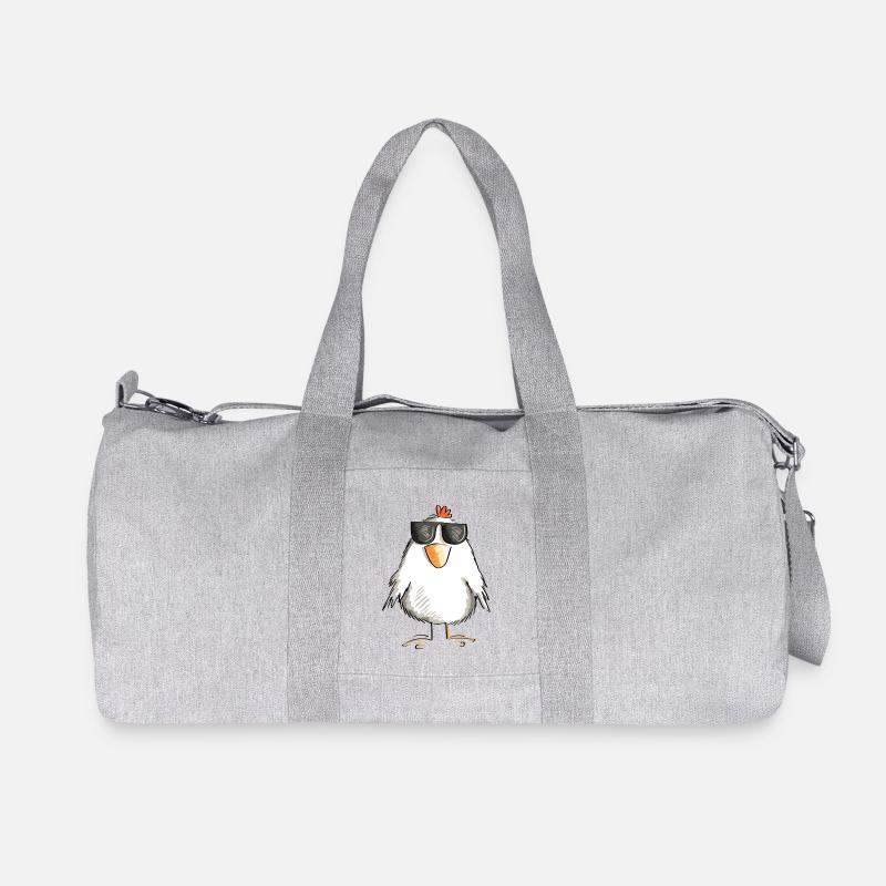 Huhn mit cooler Sonnenbrille - Hahn - Gockel - Recycelte Canvas-Sporttasche von Stanley/Stella - Grau meliert