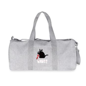 Quoi? - meurtre de chat avec un couteau - hallowe de chat d'horreur - Sac de sport en toile recyclée Stanley/Stella - gris chiné - Devant
