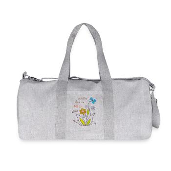 schön das es mich gibt, Blumen - Recycelte Canvas-Sporttasche von Stanley/Stella - Grau meliert - Vorne