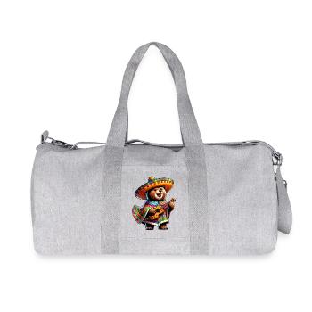 Cinco de Mayo Bear Cute Cartoon Guitarist Design - Recycled Canvas Sports Bag by Stanley/Stella - heather grey - Front