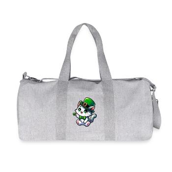 St. Patrick's Day Cat Cartoon - Recycled Canvas Sports Bag by Stanley/Stella - heather grey - Front