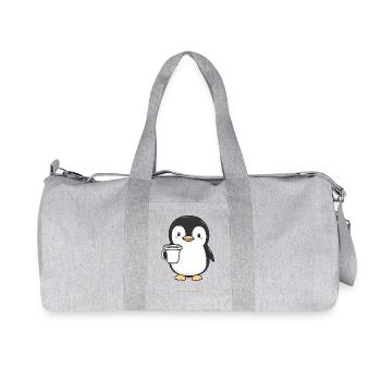 Niedlicher Pinguin mit Kaffeetasse - Entzückendes Design - Recycelte Canvas-Sporttasche von Stanley/Stella - Grau meliert - Vorne