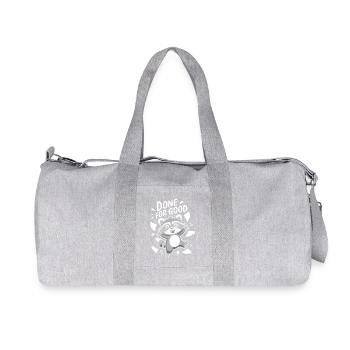 Cheerful Raccoon with Motivational Message - Recycled Canvas Sports Bag by Stanley/Stella - heather grey - Front
