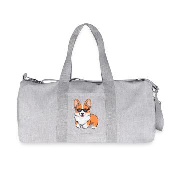 Corgi de dessin animé avec des lunettes de soleil - Sac de sport en toile recyclée Stanley/Stella - gris chiné - Devant