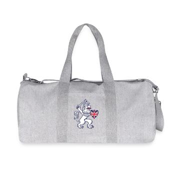 Wappenlöwe mit Schwert und Union Jack Herz - Recycelte Canvas-Sporttasche von Stanley/Stella - Grau meliert - Vorne