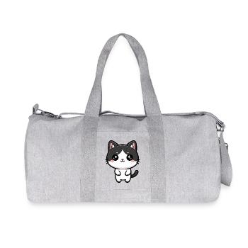 Kawaii Cat with Starry Eyes - Recycled Canvas Sports Bag by Stanley/Stella - heather grey - Front