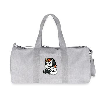 Fierce Unicorn Gamer Mascot with Headset - Recycled Canvas Sports Bag by Stanley/Stella - heather grey - Front