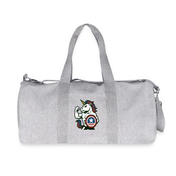 Hero Unicorn Shield Strength Mascot Power Art - Recycled Canvas Sports Bag by Stanley/Stella - heather grey - Front