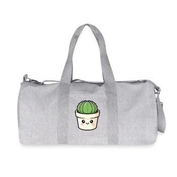 Kawaii Cactus in Pot - Recycled Canvas Sports Bag by Stanley/Stella - heather grey - Front