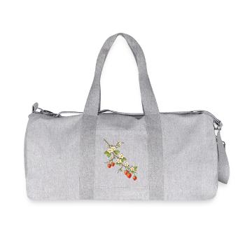 Illustration de branche de fraise avec fleurs - Sac de sport en toile recyclée Stanley/Stella - gris chiné - Devant