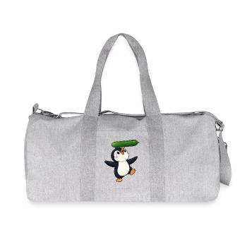 Süßer Pinguin Comic Gurke Artist Gleichgewicht - Recycelte Canvas-Sporttasche von Stanley/Stella - Grau meliert - Vorne