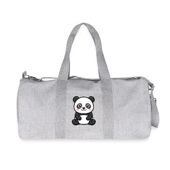 Panda Plush Kawaii Cartoon - Recycled Canvas Sports Bag by Stanley/Stella - heather grey - Front