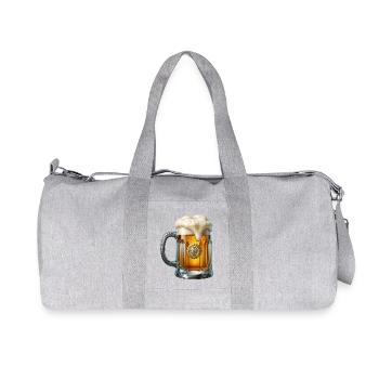 BIÈRE ARTISANALE – Chope de bière avec illustration de matériel de houblon - Sac de sport en toile recyclée Stanley/Stella - gris chiné - Devant