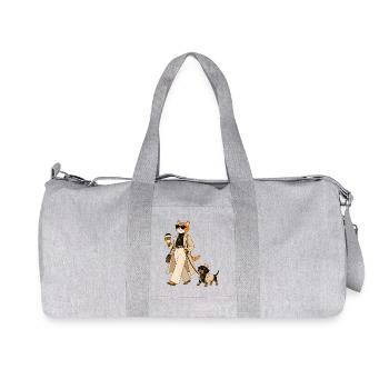 Des chats en trench-coats avec du café - Sac de sport en toile recyclée Stanley/Stella - gris chiné - Devant
