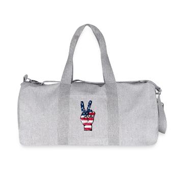 Symbole de victoire de la paix du drapeau des États-Unis utilisé - Sac de sport en toile recyclée Stanley/Stella - gris chiné - Devant