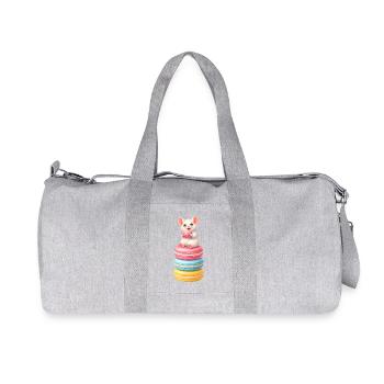 Cute mouse on colorful macarons - Recycled Canvas Sports Bag by Stanley/Stella - heather grey - Front