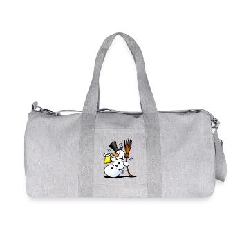 Schneemann mit einem Drink - Recycelte Canvas-Sporttasche von Stanley/Stella - Grau meliert - Vorne