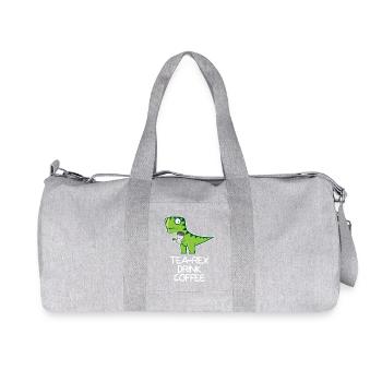 Tea Rex drink Coffee - funny Design - Recycelte Canvas-Sporttasche von Stanley/Stella - Grau meliert - Vorne