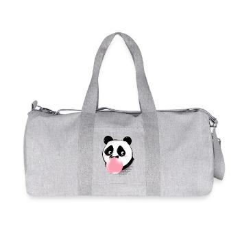 Panda macht Kaugummiblase mit rosa Kaugummi - Recycelte Canvas-Sporttasche von Stanley/Stella - Grau meliert - Vorne