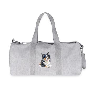 Border Collie - Recycelte Canvas-Sporttasche von Stanley/Stella - Grau meliert - Vorne