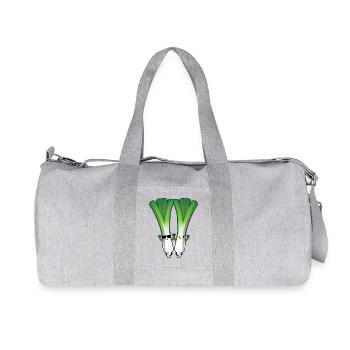 Kawaii Leek Stick, Sweet Vegetable Design - Recycled Canvas Sports Bag by Stanley/Stella - heather grey - Front