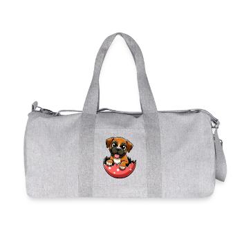 Buntes Boxer-Hund Osterei Schlüpf Design - Recycelte Canvas-Sporttasche von Stanley/Stella - Grau meliert - Vorne