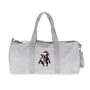 Funny Bulldog with Santa Hat - Recycled Canvas Sports Bag by Stanley/Stella - heather grey - Front