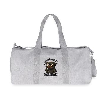 Very thin colleague pug dog - Recycled Canvas Sports Bag by Stanley/Stella - heather grey - Front