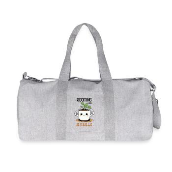 L'amour de soi avec humour et puissance des plantes - Sac de sport en toile recyclée Stanley/Stella - gris chiné - Devant