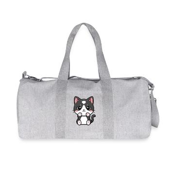 Chat de Kawaii avec des pattes rouges - Sac de sport en toile recyclée Stanley/Stella - gris chiné - Devant
