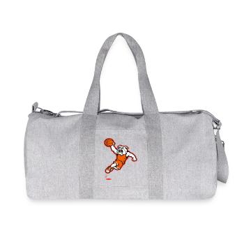 Bulldog Basketball Slam Dunk Maskottchen - Recycelte Canvas-Sporttasche von Stanley/Stella - Grau meliert - Vorne