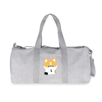 Corgi in Tie with Coffee Cup - Recycled Canvas Sports Bag by Stanley/Stella - heather grey - Front