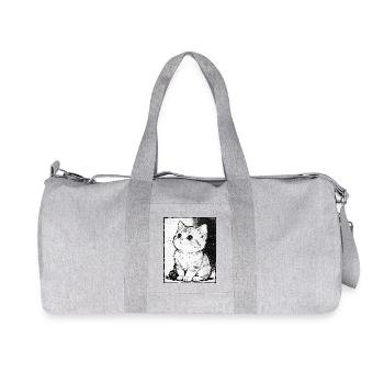 Cat Sketch Black & White - Recycled Canvas Sports Bag by Stanley/Stella - heather grey - Front