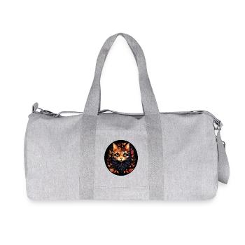 cute cat from autumn leaves leaves - Recycled Canvas Sports Bag by Stanley/Stella - heather grey - Front