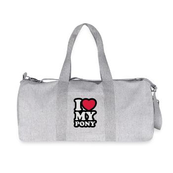 I love my pony - J'aime mon poney - Sac de sport en toile recyclée Stanley/Stella - gris chiné - Devant
