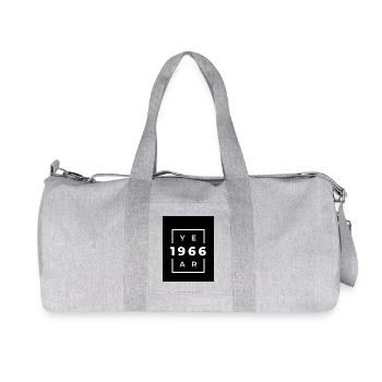 Retro design year 1966 minimalist - Recycled Canvas Sports Bag by Stanley/Stella - heather grey - Front