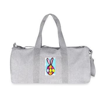 Illustration colorée d’œufs de lapins de Pâques - Sac de sport en toile recyclée Stanley/Stella - gris chiné - Devant