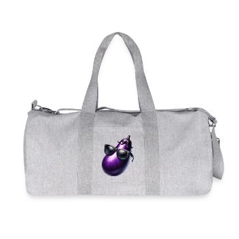 Coole Aubergine mit Sonnenbrille Sommerfrucht cool - Recycelte Canvas-Sporttasche von Stanley/Stella - Grau meliert - Vorne