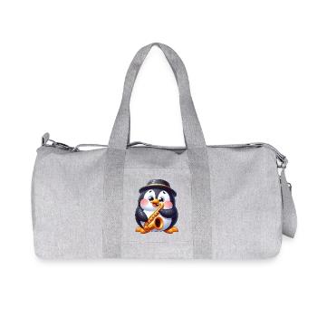 Mignon pingouin saxophone musicien dessin animé - Sac de sport en toile recyclée Stanley/Stella - gris chiné - Devant