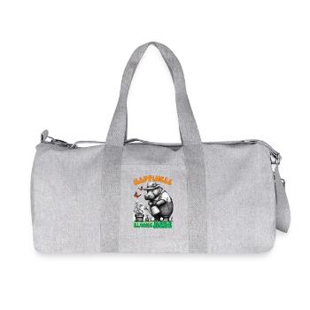 Happiness Blooms Here gardening Hippo - Recycled Canvas Sports Bag by Stanley/Stella - heather grey - Front