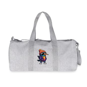 Kolibri Vogel Winter Comic - Recycelte Canvas-Sporttasche von Stanley/Stella - Grau meliert - Vorne