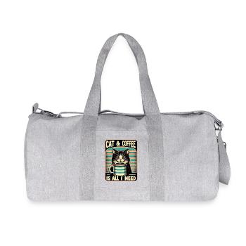 Katze und Kaffee ist alles was ich brauche - Recycelte Canvas-Sporttasche von Stanley/Stella - Grau meliert - Vorne