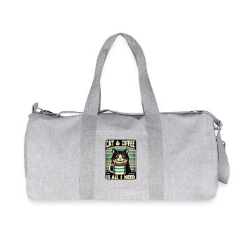 Katze und Kaffee ist alles was ich brauche - Recycelte Canvas-Sporttasche von Stanley/Stella - Grau meliert - Vorne