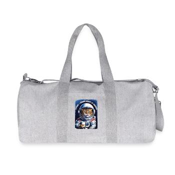 Katze Weltall Spruch Geschenk - Recycelte Canvas-Sporttasche von Stanley/Stella - Grau meliert - Vorne