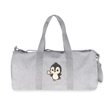 Süßer Pinguin Tennis Spieler Cartoon Chibi Sport - Recycelte Canvas-Sporttasche von Stanley/Stella - Grau meliert - Vorne