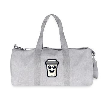 Tasse à café heureuse avec sourire et caricature - Sac de sport en toile recyclée Stanley/Stella - gris chiné - Devant