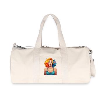 femme effrayée aux cheveux colorés - Sac de sport en toile recyclée Stanley/Stella - blanc naturel - Devant