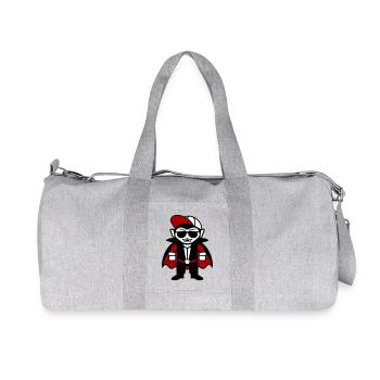 Dessin animé de vampire cool avec lunettes de soleil et casquette - Sac de sport en toile recyclée Stanley/Stella - gris chiné - Devant
