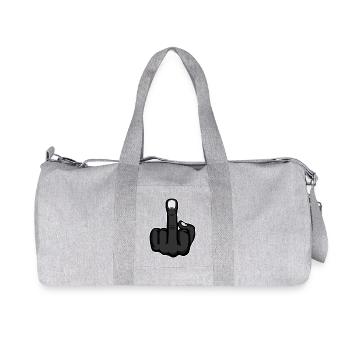 Middle Finger Stinky Finger Design Black - Recycled Canvas Sports Bag by Stanley/Stella - heather grey - Front