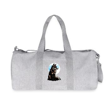 Ein Wolf vor einem blauen Mond - Recycelte Canvas-Sporttasche von Stanley/Stella - Grau meliert - Vorne